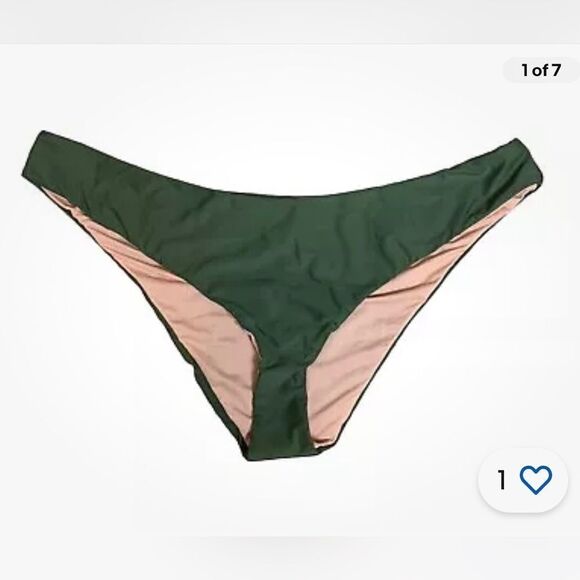 J Crew Safari Green Curved Waist Cheeky Bikini Bottom Size XXL - Picture 1 of 8
